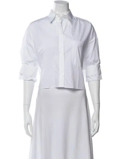 Pre-owned Twp Three-quarter Sleeve Button-up Top In White