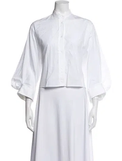 Pre-owned Twp Three-quarter Sleeve Button-up Top In White
