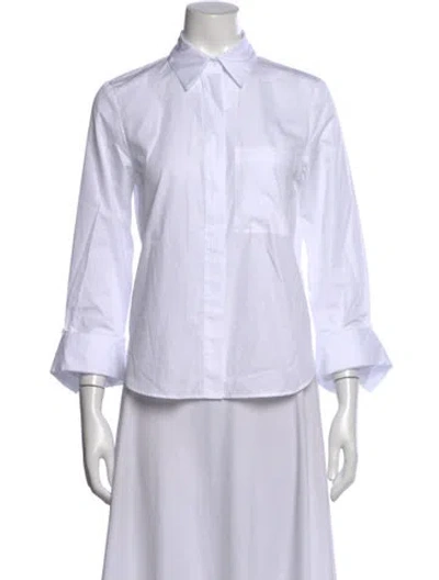 Pre-owned Twp Three-quarter Sleeve Button-up Top In White
