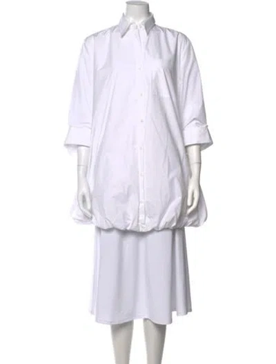 Pre-owned Twp Three-quarter Sleeve Button-up Top In White