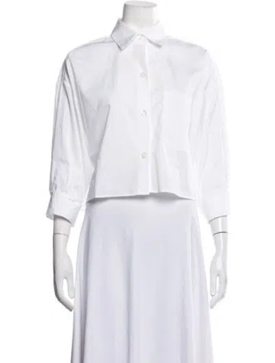 Pre-owned Twp Three-quarter Sleeve Button-up Top In White