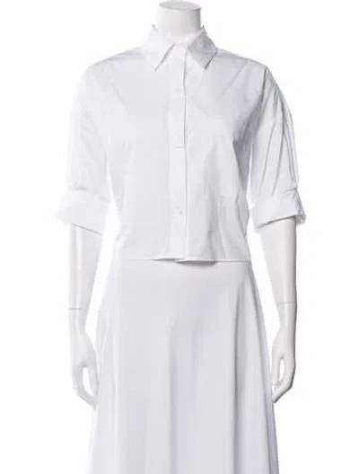 Pre-owned Twp Three-quarter Sleeve Button-up Top In White