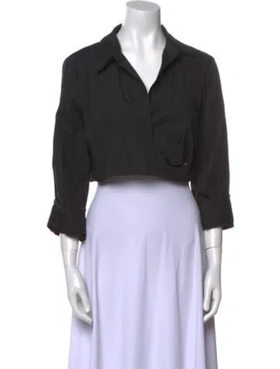 Pre-owned Twp Three-quarter Sleeve Crop Top In Black