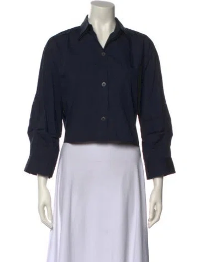 Pre-owned Twp Three-quarter Sleeve Crop Top In Blue