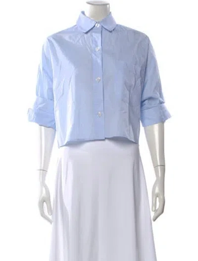 Pre-owned Twp Three-quarter Sleeve Crop Top In Blue