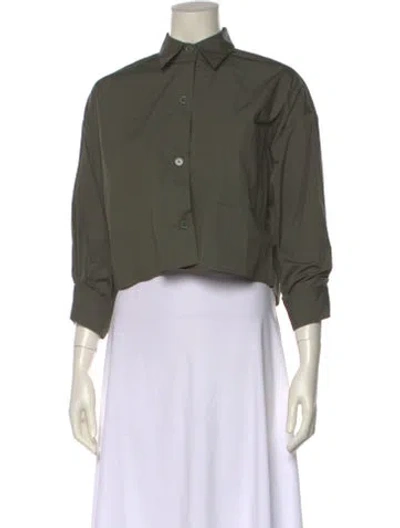 Pre-owned Twp Three-quarter Sleeve Crop Top W/ Tags In Green