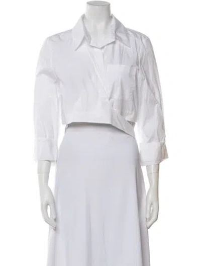 Pre-owned Twp Three-quarter Sleeve Crop Top W/ Tags In White