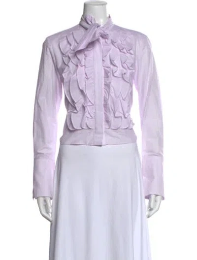 Pre-owned Twp Tie Neck Long Sleeve Blouse In Purple