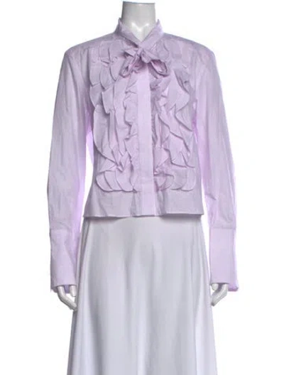 Pre-owned Twp Tie Neck Long Sleeve Blouse In Purple