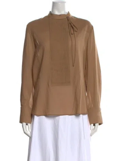 Pre-owned Twp Tie Neck Long Sleeve Blouse W/ Tags In Neutral
