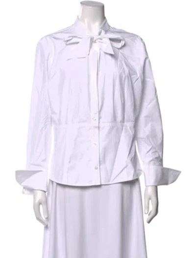 Pre-owned Twp Tie Neck Long Sleeve Blouse W/ Tags In White