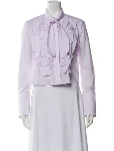 Pre-owned Twp Tie Neck Long Sleeve Blouse In White