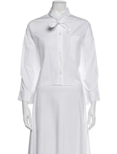 Pre-owned Twp Tie Neck Long Sleeve Blouse In White