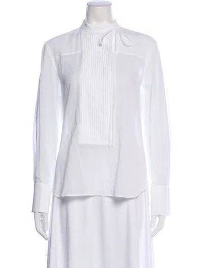 Pre-owned Twp Tie Neck Long Sleeve Blouse In White