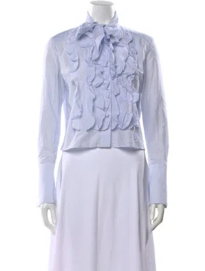 Pre-owned Twp Tie Neck Long Sleeve Blouse In White