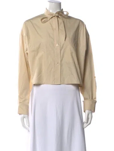 Pre-owned Twp Tie Neck Long Sleeve Button-up Top In Neutral