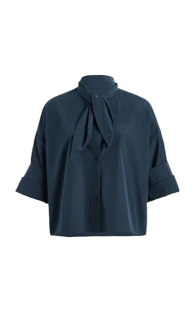 Twp Tie One On Cotton Shirt In Blue