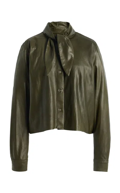 Twp Tied Up In You Suede Shirt In Green