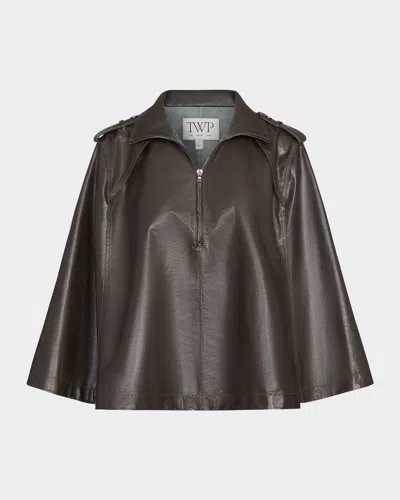 Twp Topper Leather Cape In Brown
