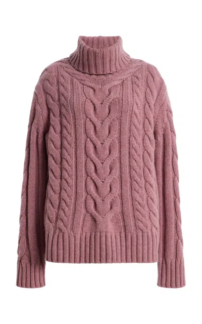 Twp Traveling Cable-knit Cashmere Turtleneck Sweater In Purple