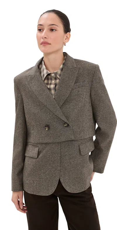 Twp Two Faced Blazer Pinecone Melange In Brown