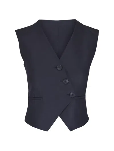 Twp Tyler Asymmetric-fastening Vest In Black