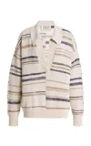 Twp V Neck Long Sleeve Polo In Multi