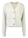 Twp V-neck Ribbed Cardigan In Neutral
