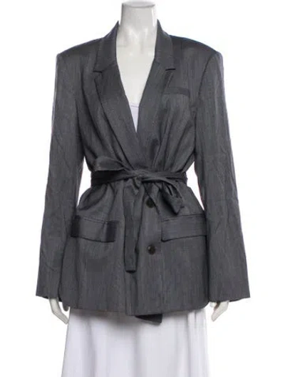 Pre-owned Twp Virgin Wool Houndstooth Print Blazer In Grey