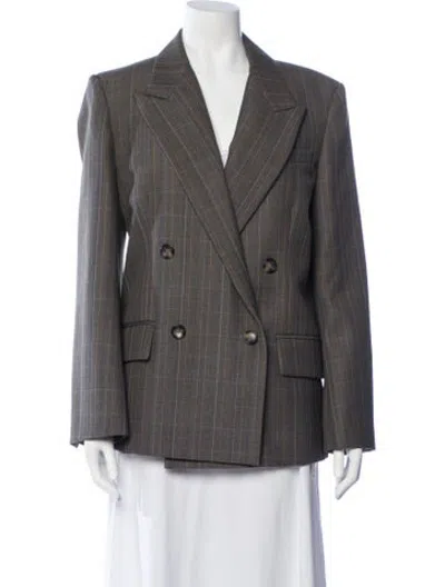 Pre-owned Twp Virgin Wool Plaid Print Blazer In Grey