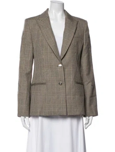 Pre-owned Twp Virgin Wool Plaid Print Blazer W/ Tags In Brown