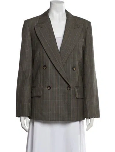 Pre-owned Twp Virgin Wool Plaid Print Blazer W/ Tags In Gray