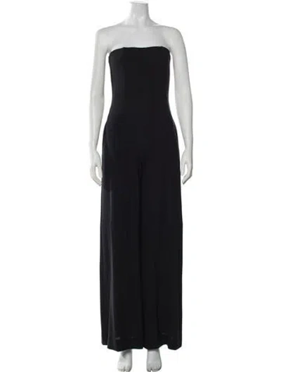 Pre-owned Twp Virgin Wool Strapless Jumpsuit In Black