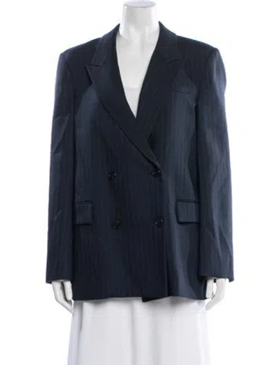 Pre-owned Twp Virgin Wool Striped Blazer In Blue