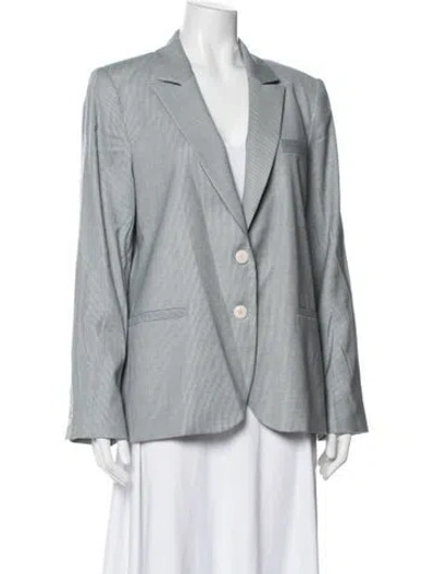Pre-owned Twp Virgin Wool Striped Blazer In Blue