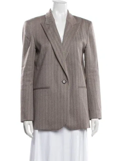 Pre-owned Twp Virgin Wool Tweed Pattern Blazer In Brown