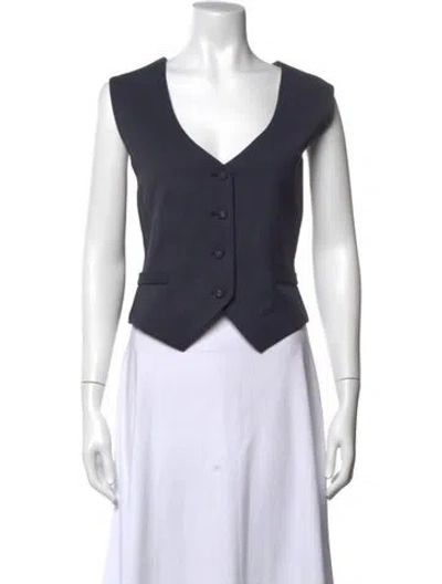 Pre-owned Twp Virgin Wool V-neck Top W/ Tags In Black