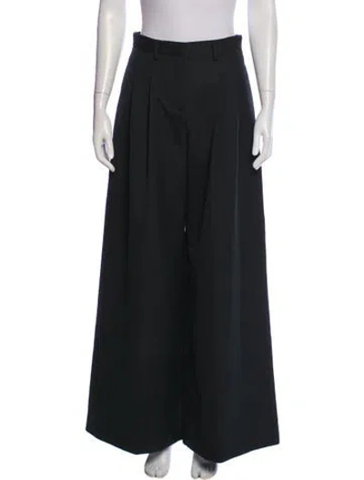 Pre-owned Twp Virgin Wool Wide Leg Pants In Black