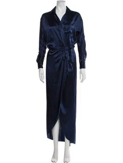Pre-owned Twp V-neck Long Dress In Blue
