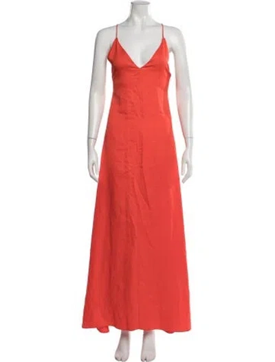 Pre-owned Twp V-neck Long Dress In Orange