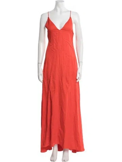 Pre-owned Twp V-neck Long Dress In Orange
