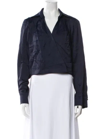 Pre-owned Twp V-neck Long Sleeve Crop Top W/ Tags In Multi