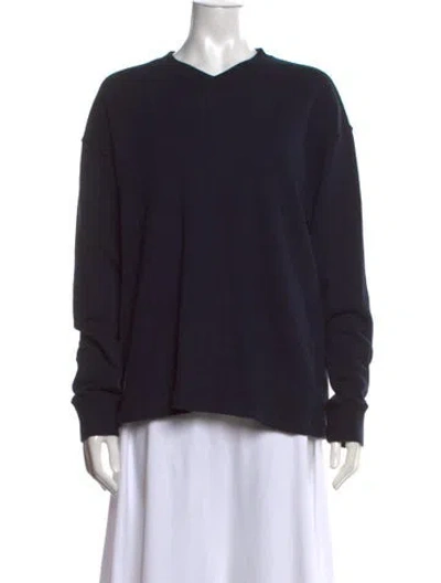 Pre-owned Twp V-neck Long Sleeve Sweatshirt In Blue