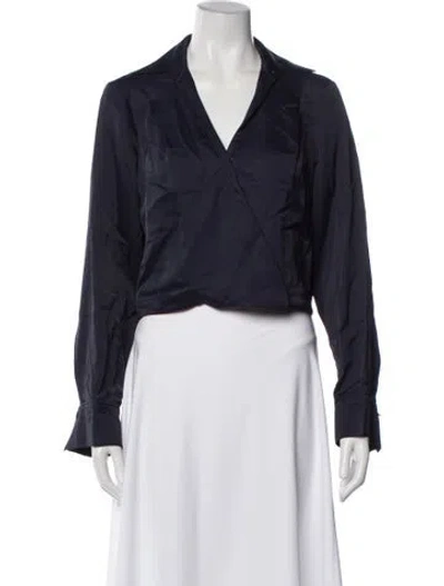 Pre-owned Twp V-neck Long Sleeve Top W/ Tags In Black