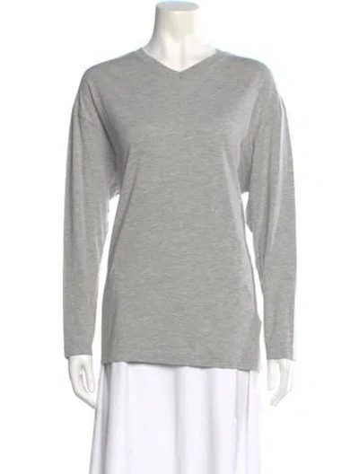 Pre-owned Twp V-neck Long Sleeve T-shirt In Gray