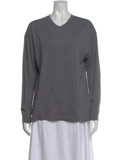 Pre-owned Twp V-neck Long Sleeve T-shirt In Gray
