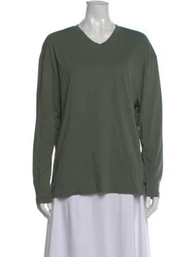 Pre-owned Twp V-neck Long Sleeve T-shirt In Green