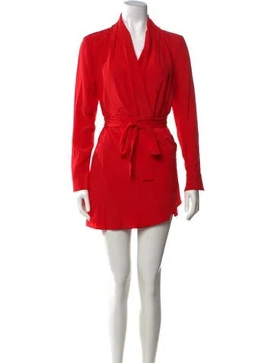 Pre-owned Twp V-neck Mini Dress In Red