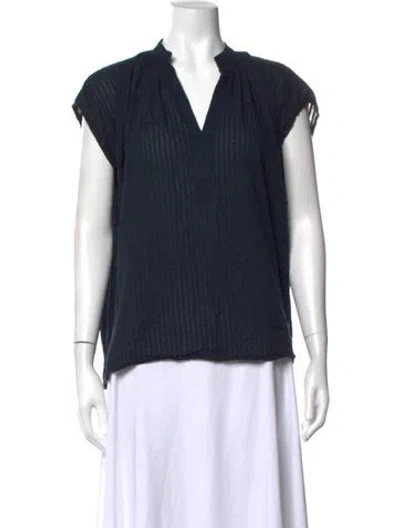 Pre-owned Twp V-neck Short Sleeve Top In Blue
