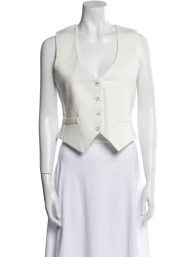 Pre-owned Twp V-neck Sleeveless Crop Top In White